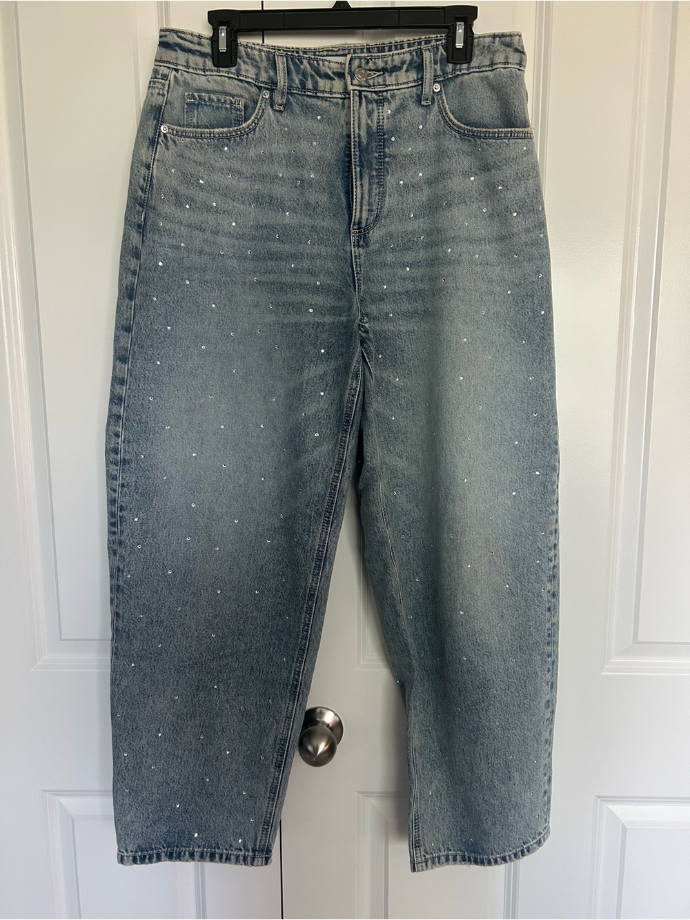 LOFT Light Blue Rhinestone Barrel Jeans